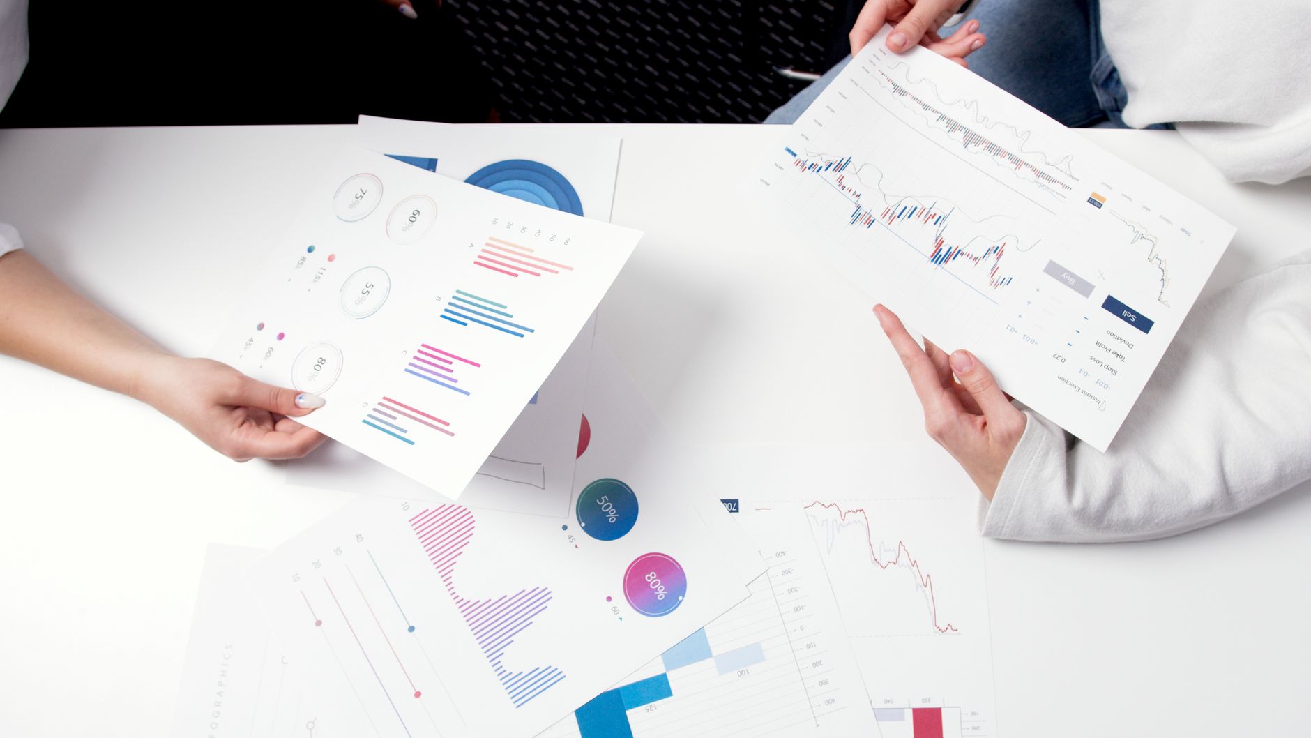 Analytical assessment team analyzing corporate reports