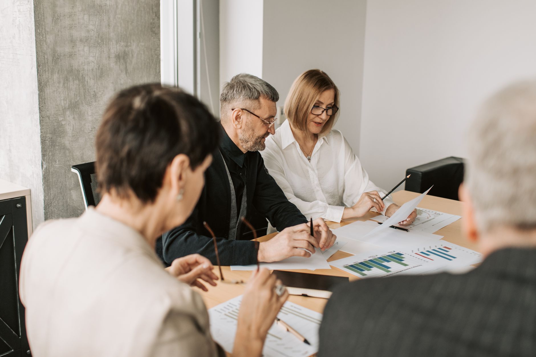 Corporate financial planning meeting room